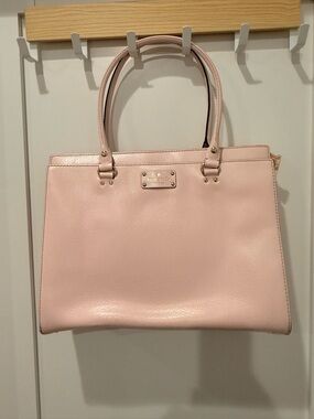 Kate Spade Light Pink Leather Satchel with metal Hardware